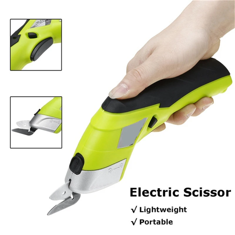 Cordless Electric Scissors with Two Blades - Fabric, Leather, Carpet & Cardboard  Cutter - 4V Lithium Ion Rechargeable Battery