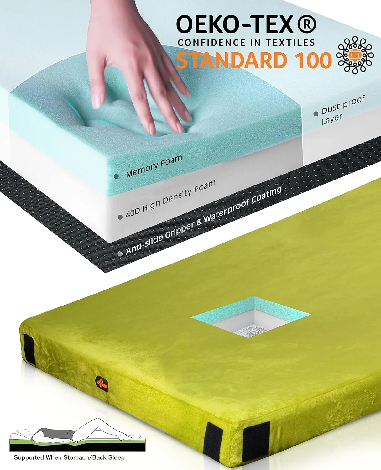3-Inch Thick Memory Foam Camping Mattress Sleeping Pad [Car/Tent/Cot] for Guests, Children, and Adults for Overnight Use 3