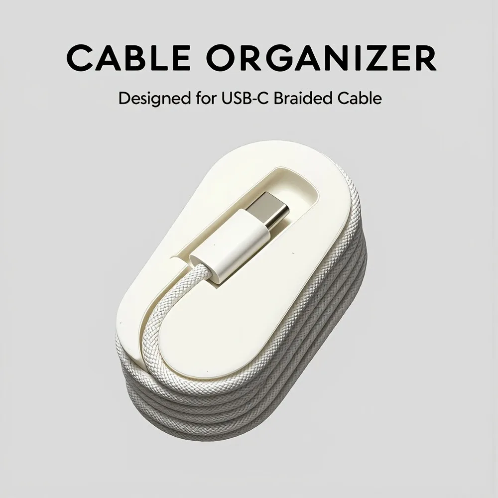 Compact Cable Organizer for Braided Data Cords - Portable Desktop Winder