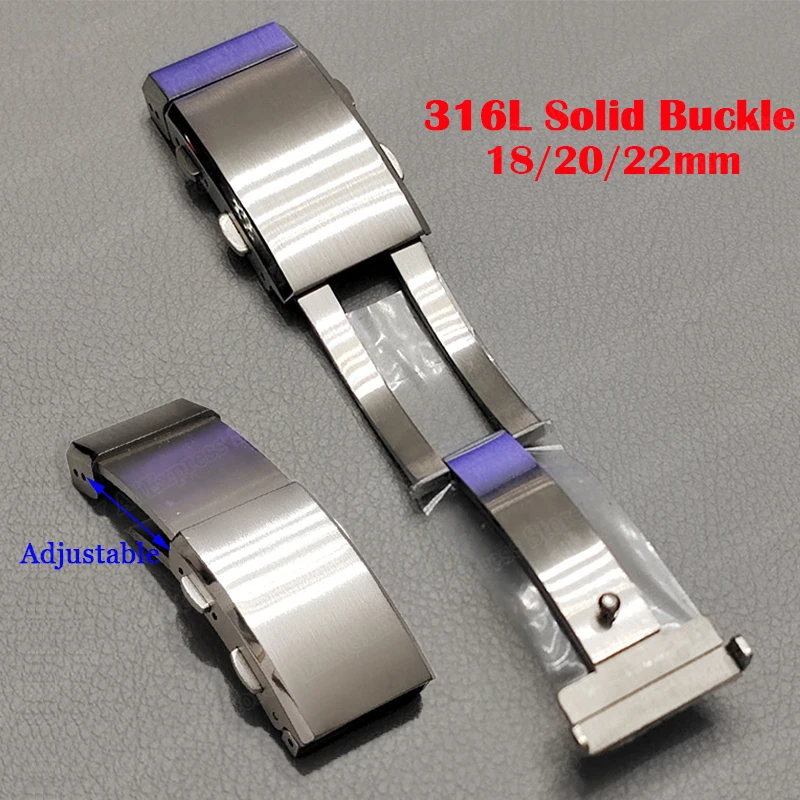 

316L Solid Metal Buckle 18mm 20mm 22mm for Seiko for Citizen Clasp Double Lock Button Stainless Steel Adjustable Diver Buckle