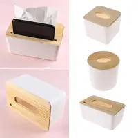Home Kitchen Wooden Plastic Tissue Box Solid Wood Napkin Holder Case Simple Stylish Bamboo cover Hotel storage box 1