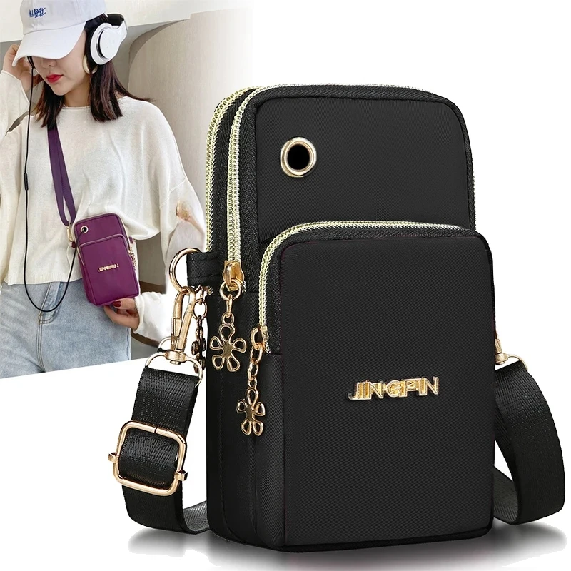 

Fashion Women Shoulder Bag Balloon Mobile Phone Crossbody Bags for Women Cell Phone Pouch With Headphone Plug 3 Layer Wallet