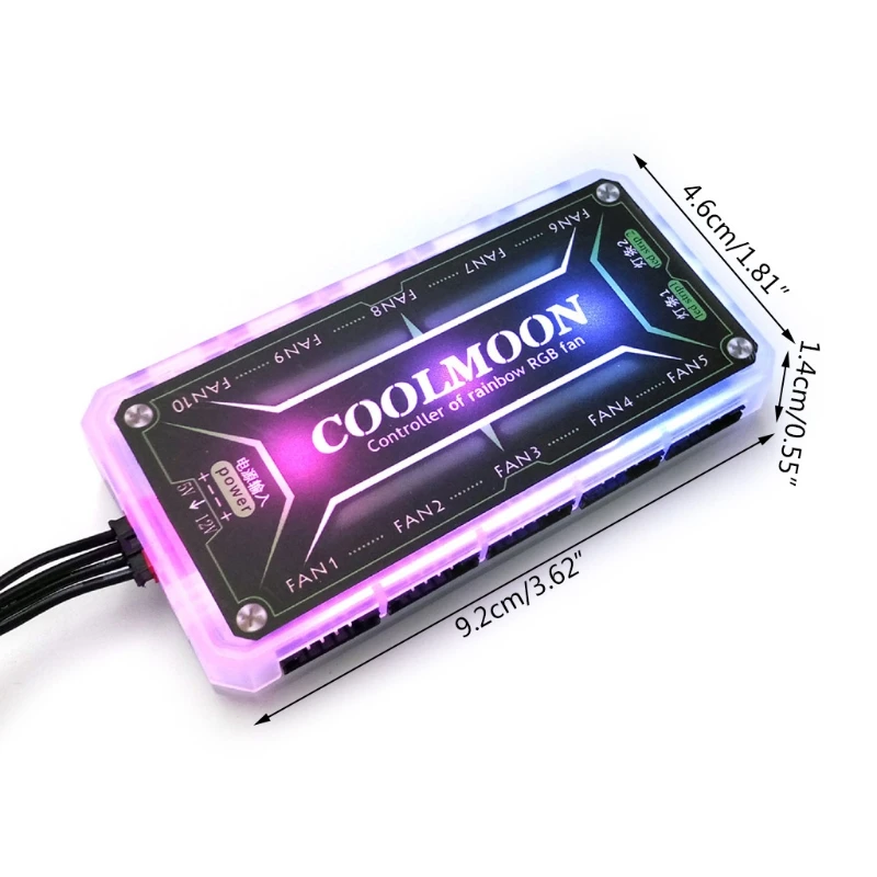 R2LA CoolMoon RGB Fan Intelligent Music Controller Remote Control RGB Color Change with Cable