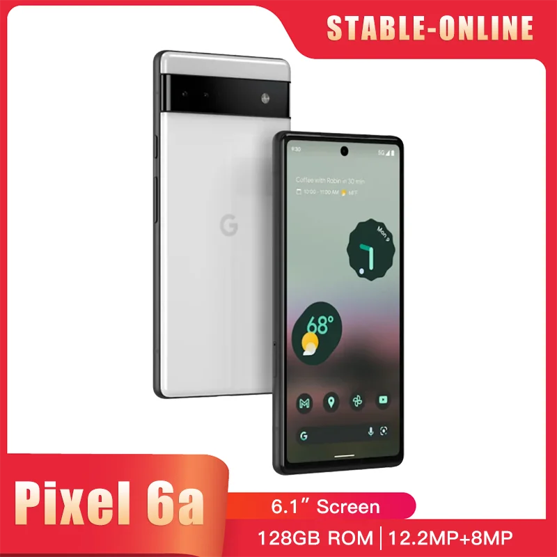 

Original Unlock Google Pixel 6A 5G Mobile Phone 6.1" 6GB RAM 128GB ROM NFC 12.2MP+12MP+8MP CellPhone OctaCore Android SmartPhone