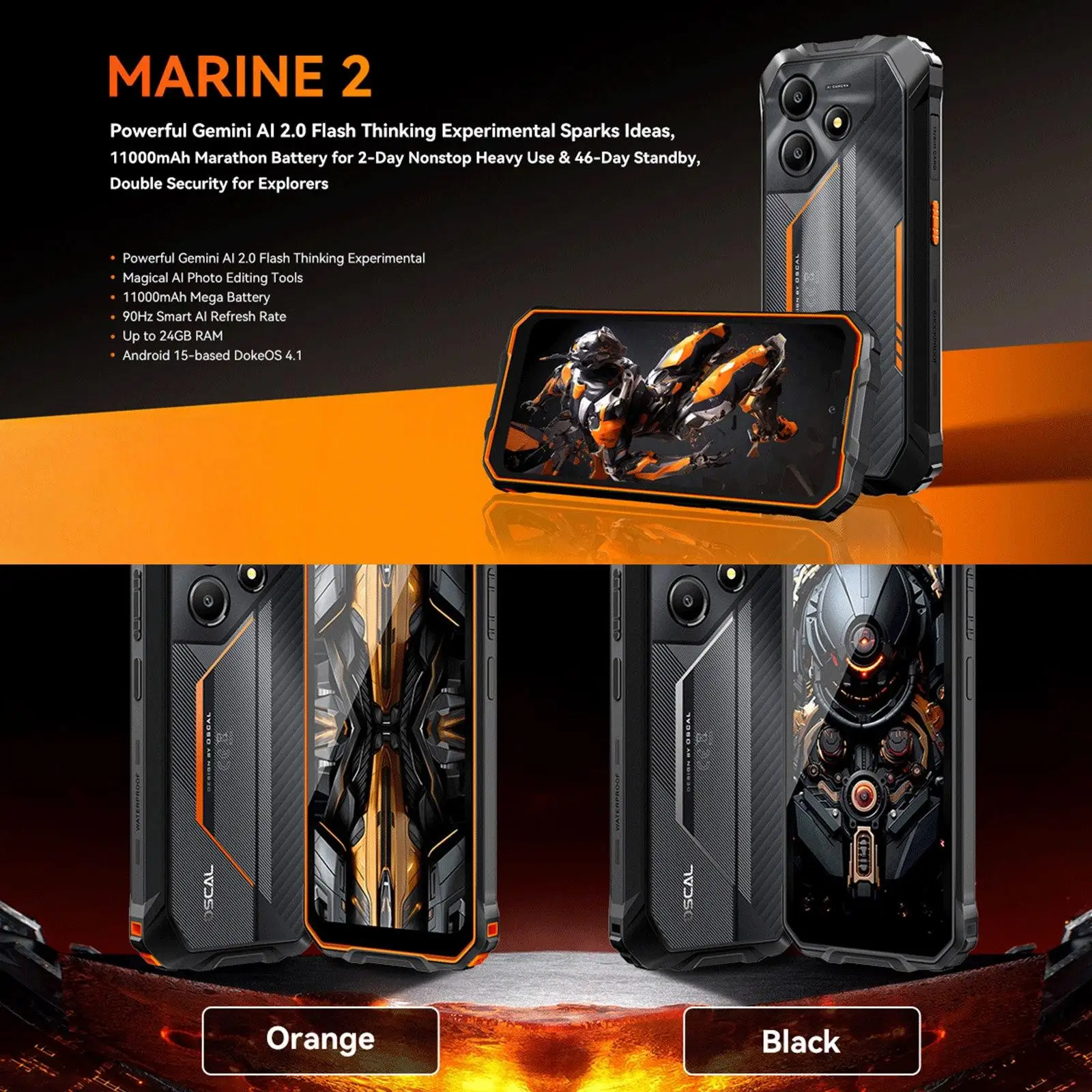 OSCAL Marine2 タフネススマホ Android 15 Amazon | OSCAL Marine2 タフネススマホ Android 15 スマホ 24GB
