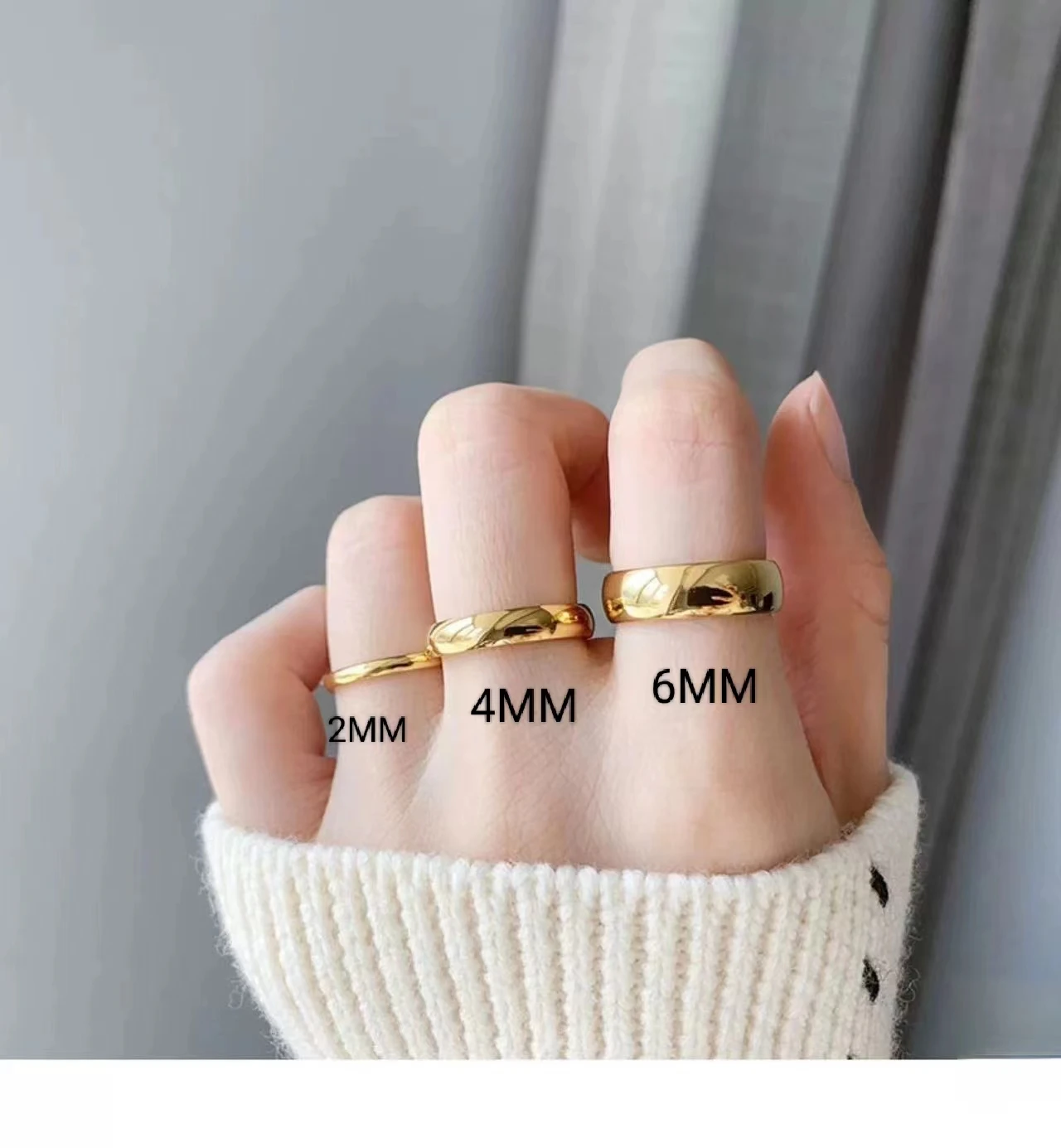 Elegant Gold-Tone Stainless Steel Couple Rings - Timeless Wedding & Engagement Jewelry