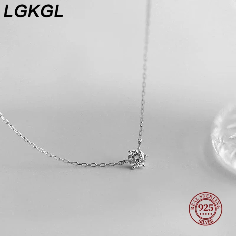 LGKGL Fashion 100% 925 Sterling Silver Necklace For Women 18K gold Plated 5A Zircon Pendant Necklace Real Money Fine Jewelry 3