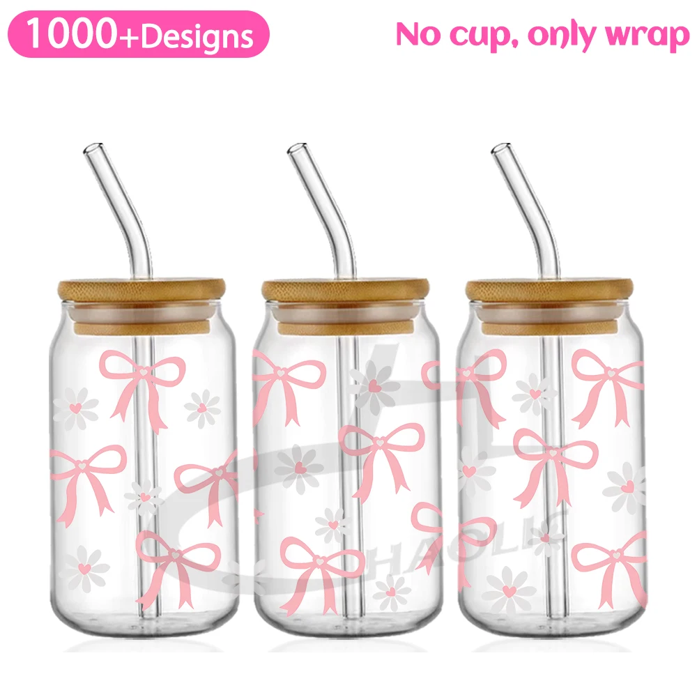 Sticker Cups Cup Wraps UV DTF Wrap Transfer For 16oz Libbey Beer Glass Can