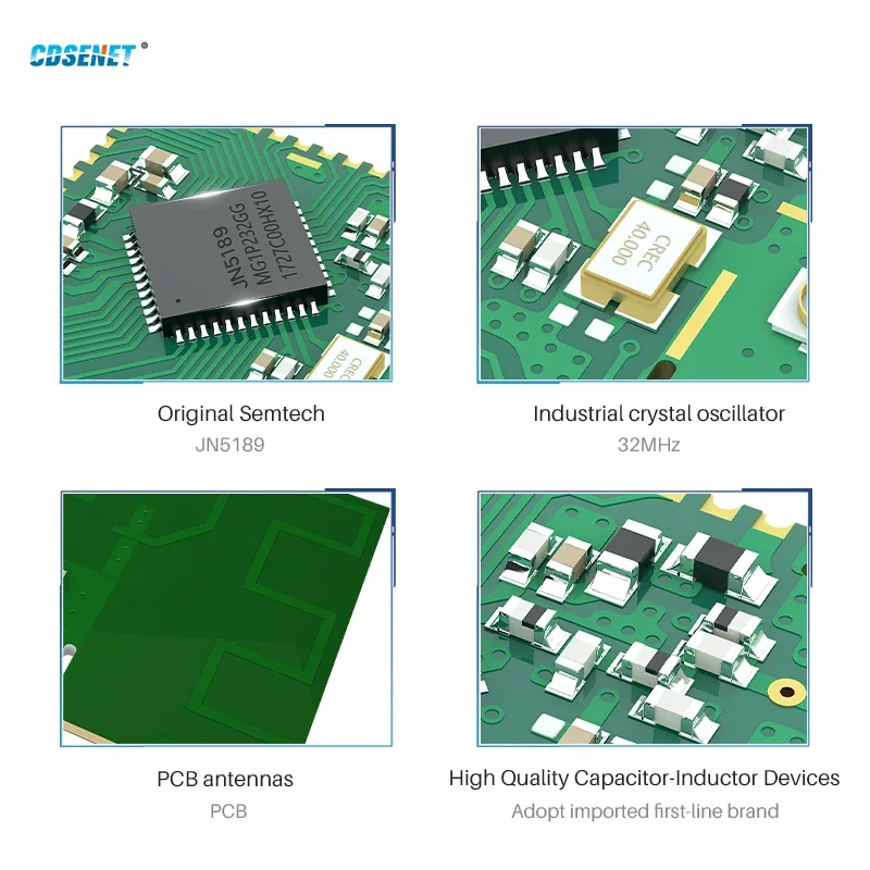 JN5189 ZIGBEE3.0 무선 SOC 모듈, SMD 저전력 소비, CDSENET E180-Z8910SP 스탬프 홀, PCB 안테나, 2.4GHz, 11dBm, 500m