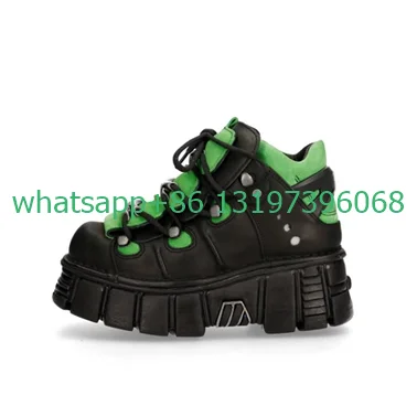 Lady New Arrive Rock Green Color Stivaletti Bassi Chunky Modellato Platform Suole Scarpe Punk White Sexy Gothic Black Boots Taglia 45