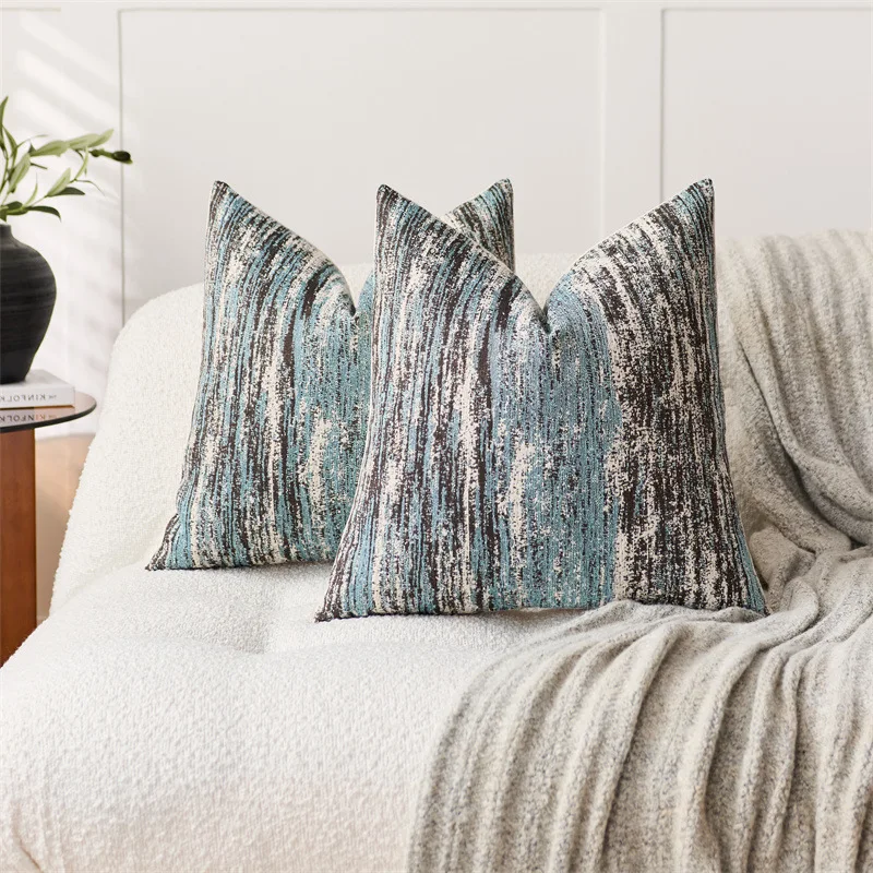 Jacquard Cushion Covers Chenille Striped Pillow Case Couch Home Textured Bed Pillowcases Accent Pillows Couch Home Decorative