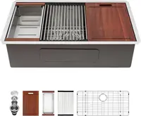 Sarlai 33 Kitchen Sink Undermount - 33 X 19 Inch Undermount Sink Ledge Workstation Deep Single Bowl 16 Gauge Stainless Steel 1