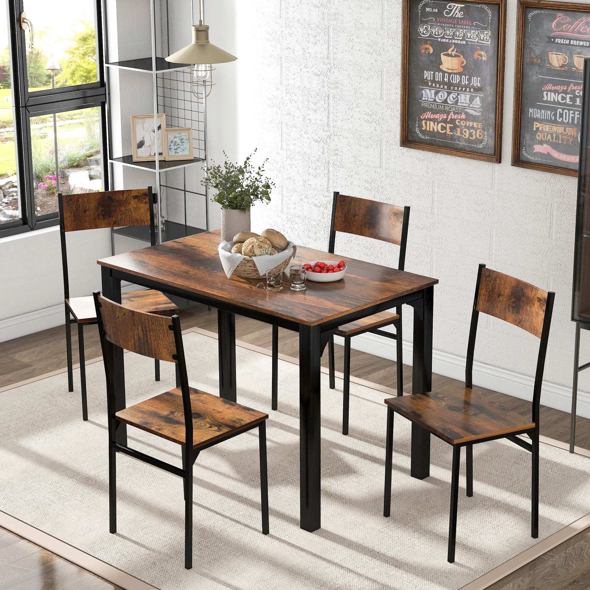 Onbevredigend bedrag Komst Eettafel Set Met 4 Stoelen Keuken Tafel Set Ruimtebesparend Eetkamer  Ironwood Bar Tafel Set Voor Restaurant Bar krukken| | - AliExpress