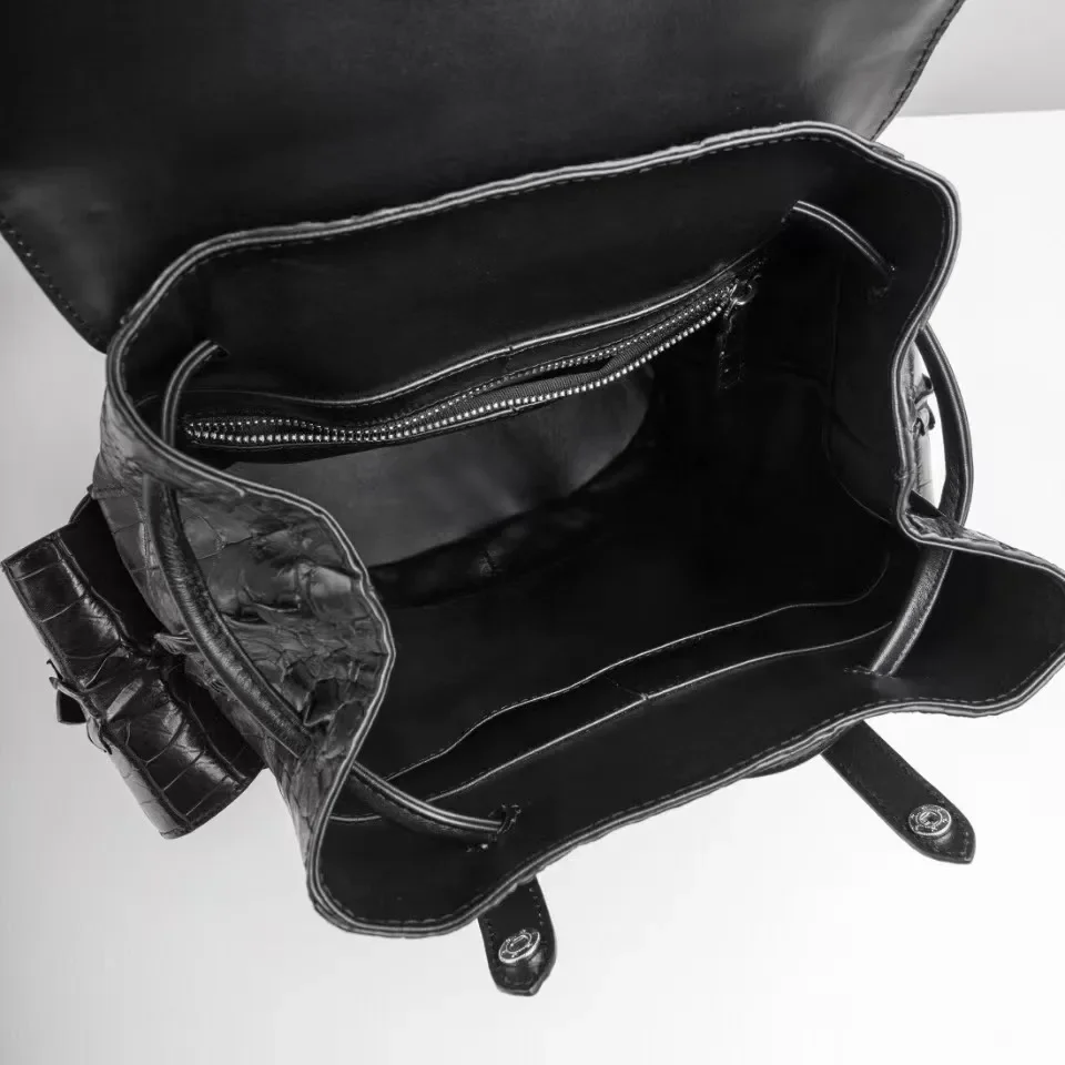 2024 New Brand Genuine Leather Crocodile Skin Men Backpacks Real Natural Leather Student Backpack Boy Luxury Computer Laptop Bag 5