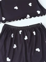 5 Size Choose S M L XL 2XLWomen's Two-Piece Suspender Heart Printed Top and Shorts Women's Casual Printed Pajama Set - Image 5