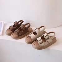Classic Brown Boys Sandals Summer Sea Holiday Shoes Slides Slingback Soft Bottom Beige Girls Sandal Platform Sandals Kids H03243 2