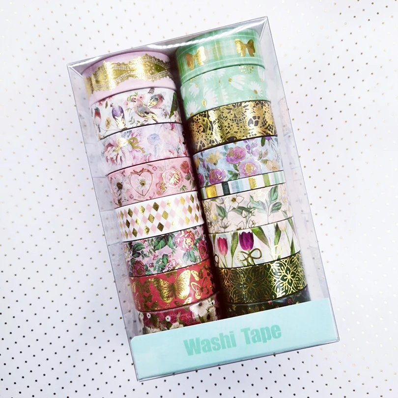 Folha de ouro geométrica Washi Tape Set,