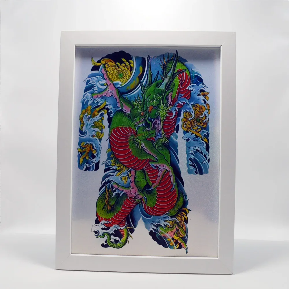 

Тату-плакат Dragon ukiyo-e на все тело, водостойкий, лазерный, виниловый, струйная печать, наклейка, винтажная настенная живопись для домашнего декора