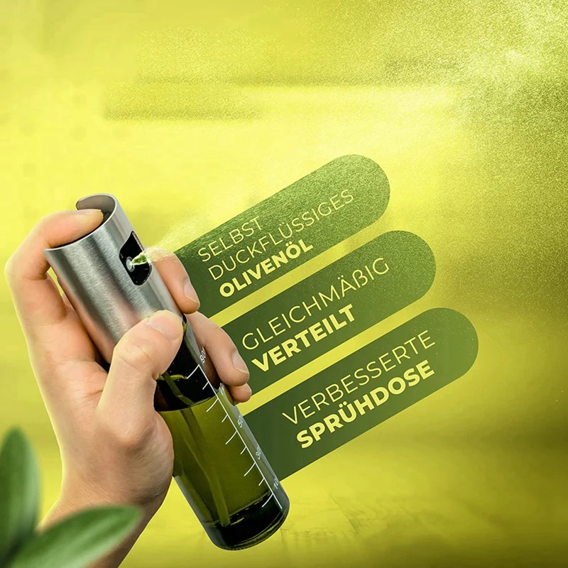 Botella de inyección de aceite, pulverizador con atomización extremadamente fina de aceite de oliva, hecho de alta calidad