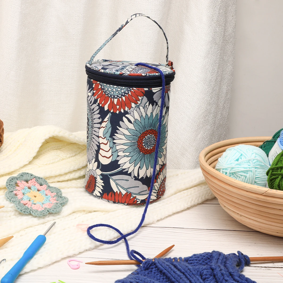 Small Yarn Storage Bag Empty Flower Knitting Tote Bag Waterproof Crochet Hooks For Sewing Accessories Tools Gift knitting tool organizer yarn storage bag yarn storage organizer