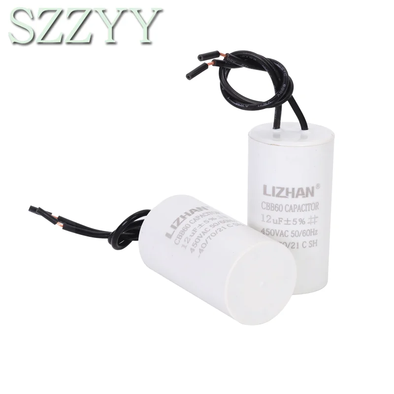 450V 3UF 4UF 5UF 6UF 8UF 10UF 12UF 15UF 18UF 20UF 25UF 30UF 35UF 40UF 45UF 50UF Motor Run Capacitors CBB60 Spade Tabs 450VAC
