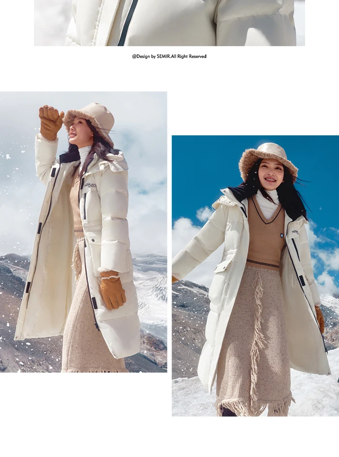 Chaqueta de plumas para mujer, larga, con capucha, moderna, para exteriores, invierno, nueva moda, con letras, abrigo grueso de tres capas, con almacenamiento de calor