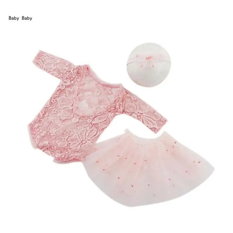 

Infant Headband & Princess Lace Dress Newborns Photo Props Shower Gift Q81A