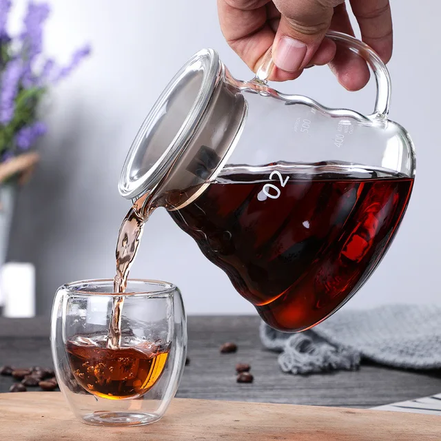 360/600/800ml Heat Resistant Coffee Pot Clear Glass Kettle Sharing Pot with Lids, Pour Over Coffee Espresso Maker Accessories 3