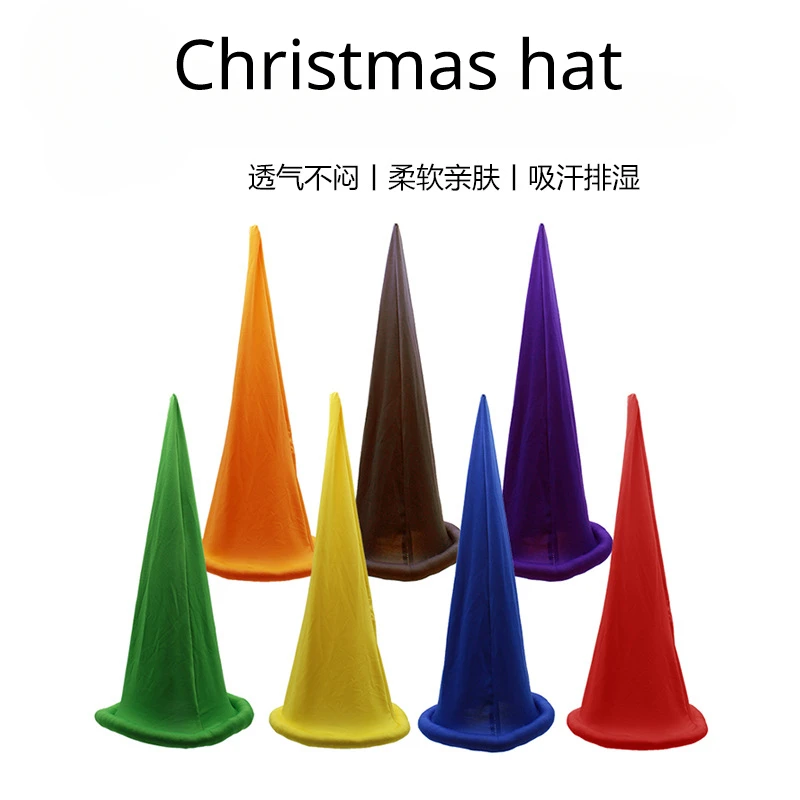 

Kid's Party Cartoon Hats Santa Hat Red Yellow Blue Green Orange Purple Brown Halloween Colorful Headgear Party Photo Props