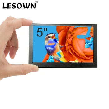 LESOWN 미니 모니터 IPS 800x480 소형 휴대용 정전식 터치 스크린, LCD 디스플레이 금속 커버, 윈도우 맥 PC용, 5 인치