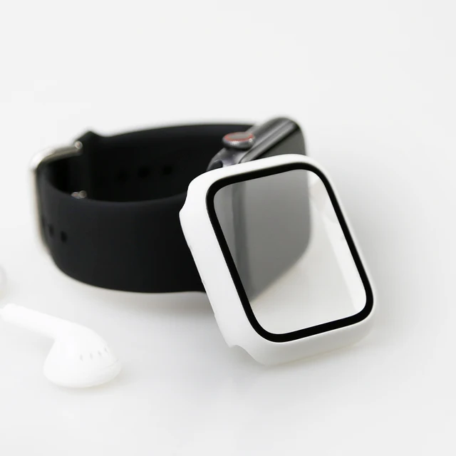 Glass+Cover For Apple Watch Case 45mm 41mm 44mm 40mm 42mm 38mm iWatch Accessorie Screen Protector Apple Watch Serie 3 4 5 6 SE 7 White