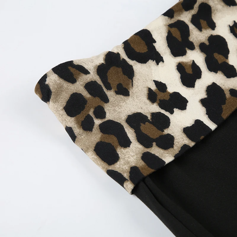 Patchwork Leopard Low Waist Y2K Flared Pants Women Slim Sexy Black Baddie Girl Streetwear Trousers
