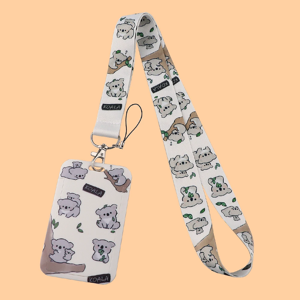 Cartoon Koala Bear Lanyard Cute Animal Neck Strap Key Lanyard ID Card Gym Phone with USB ID Holder DIY Lanyards