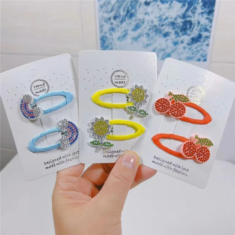 

2PCS New Cute Princess Colorful Diamond Fruit Girls Hairpins Children Headwear Hairgrip Hair Clips Barrettes Hair Accessories