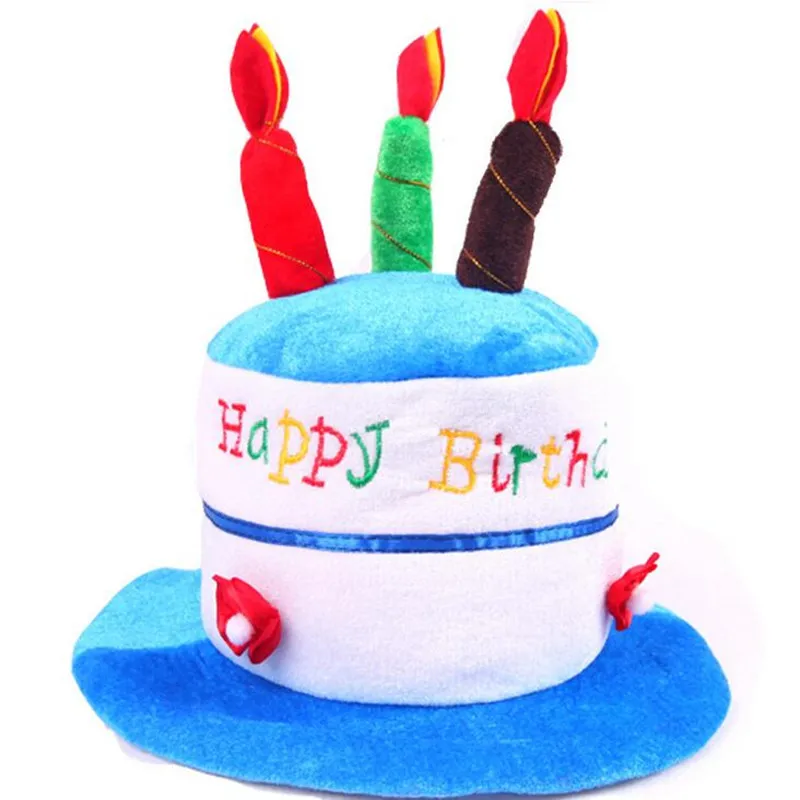 Children Adult Candles Cap Happy Birthday Party Hat Headwear Dress Up Gift Hair Wear Crown Cosplay Pink Blue Wedding Festival