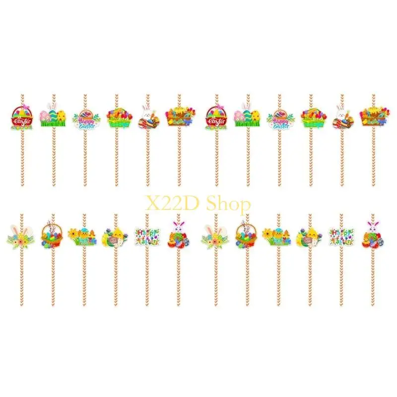 X22D Pack Of 24 Stripe Paper Disposable Straw Drinking Straw for Birthday Party Use