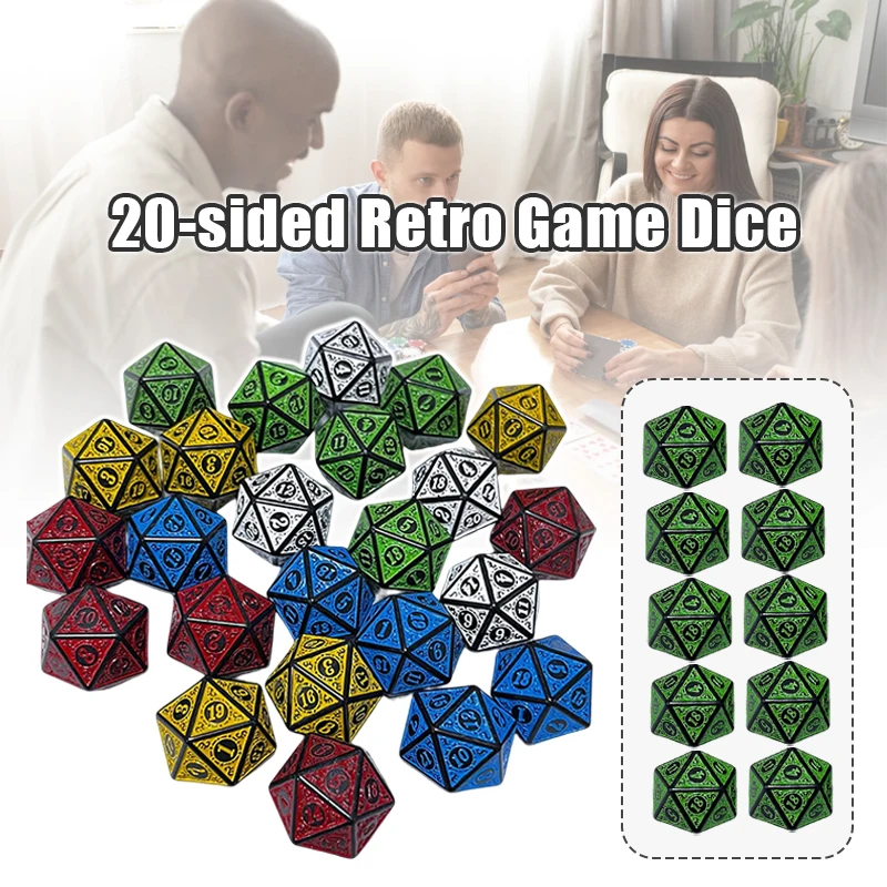 New Antique 10Pcs/set D20 Sides Dice Colorful Acrylic Polyhedron Dices Personality Collection Game Boardgame Dice Accessories