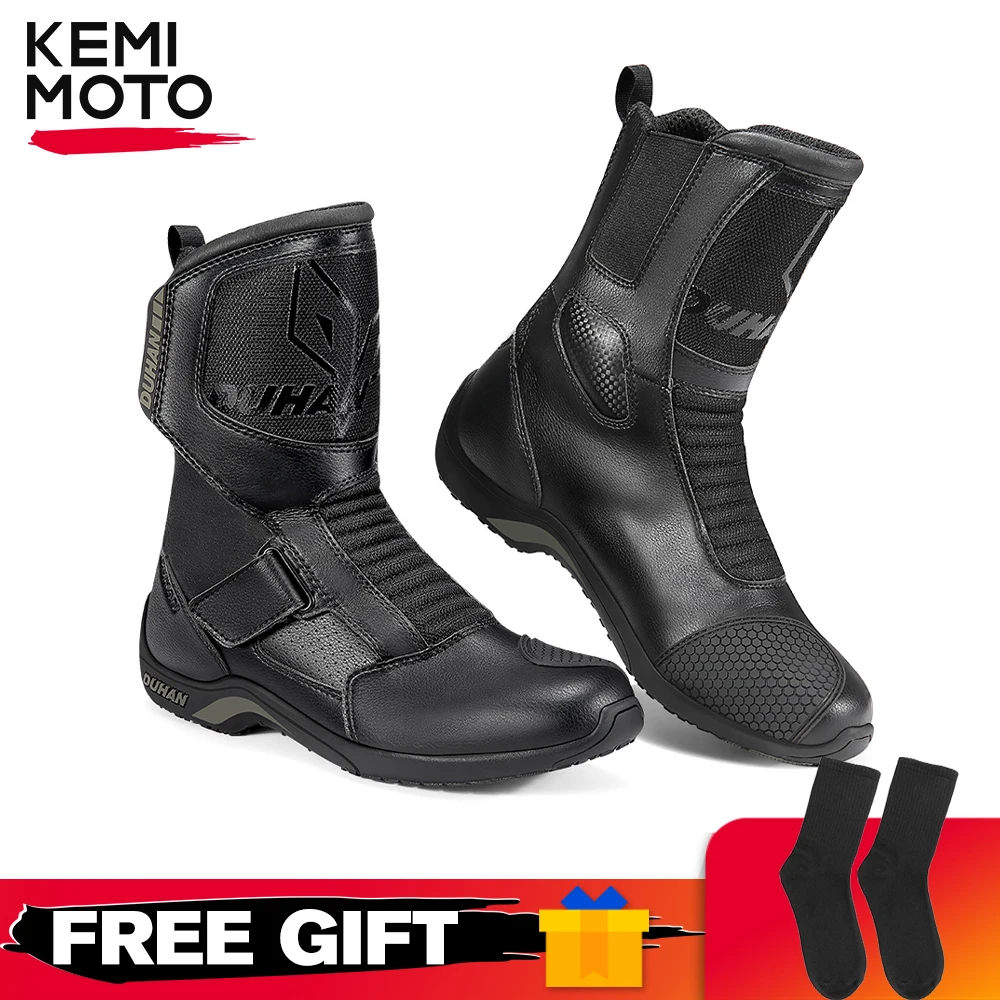 Men Motorcycle Leather Waterproof Boots