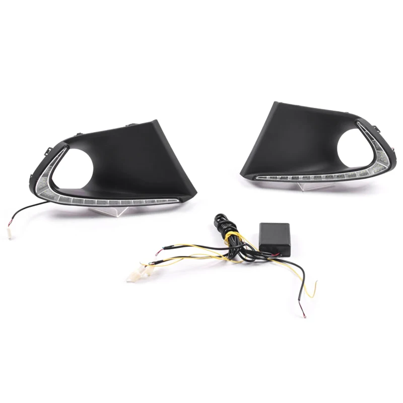 

LED DRL Daytime Running Lights Fog Lamp Cover with Yellow Turn Signals Daylight for Suzuki Baleno 2016
