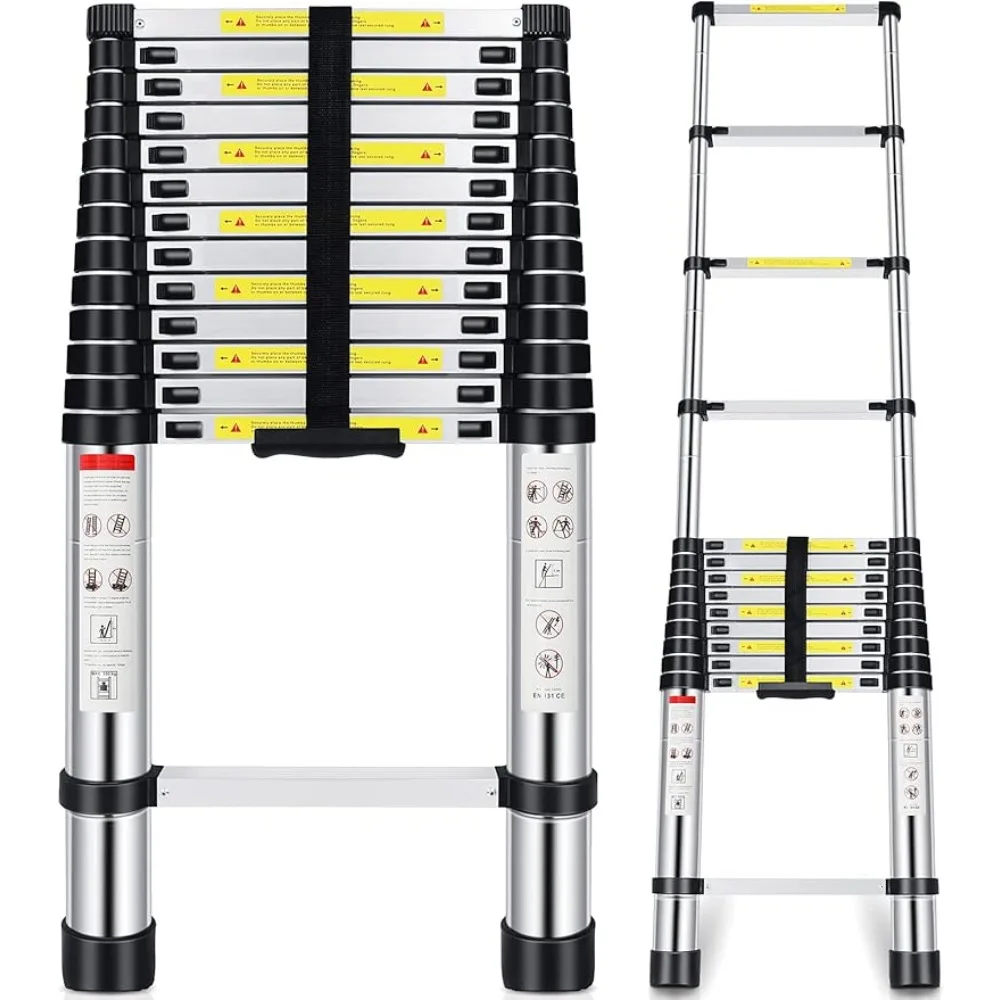 

Telescoping Extension Ladder 16.5 FT, Aluminum Alloy Folding Telescopic Ladder with Locking Mechanism, Multi-Purpose Collapsible