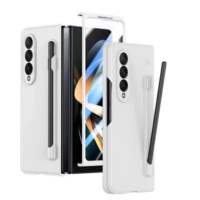 Premium Skin Feel Shockproof Phone Case with Pen Slot - Hard PC Protection Cover for Samsung Galaxy Fold Series
