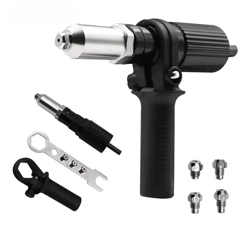 Electric Riveting Gun Adapter 2.4mm-4.8mm Rivet Nut Gun Drill Bit Nozzle Cordless Conversion Connector Power Tools
