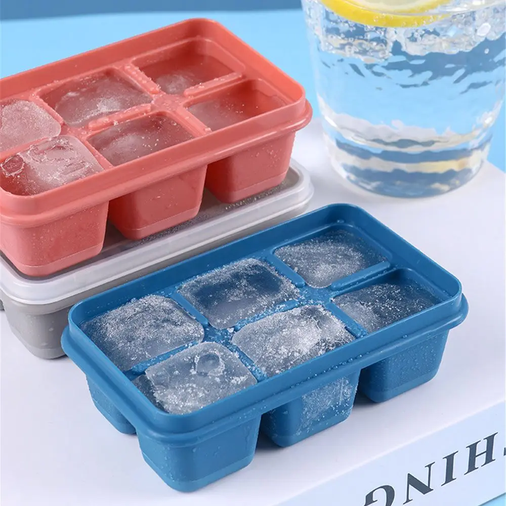 6 Griglie Ice Mold Ice Cube Maker Drink Cooling Con Coperchio Stampo In Silicone Morbido Beer Coffee Chiller Fast Cool Gadget Strumento Da Cucina Fai 