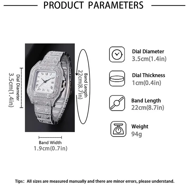 Luxury Wrist Watch Diamond Men Women Gold Ladies Rhinestone Unisex Bracelet