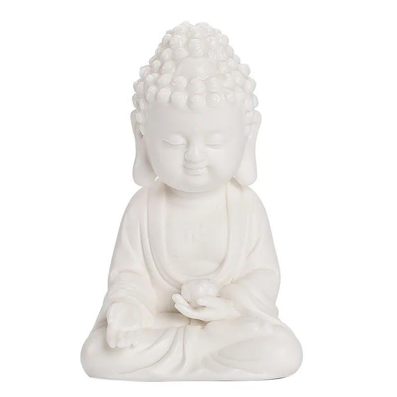 Blanc De Chine Ceramic Handicrafts Sakyamuni, Ksitigarbha and Arya Avalokiteshvara Buddha Figure Decoration Home Living Room Wor