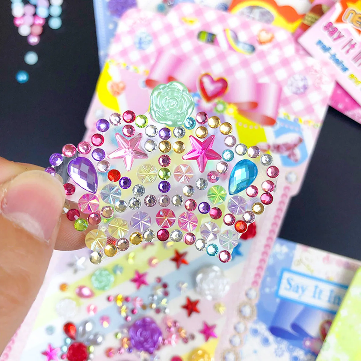 1pc Flowers Acrylic Crystal Diamond Sticker Girls Creative DIY Art Crafts Decoration Scrapbooking Kindergarten Reward Stickers decorative stickers reward stickers