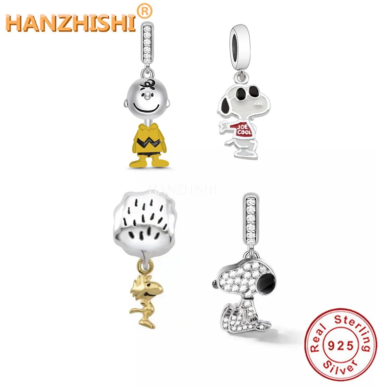 Charm Jewelry 925 Sterling Silver Cute Cartoon Dog Dangle Charm Bead Fit Original pan Bracelet Bangle Jewelry Birthday Gift