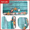 A57M-Beach Seashells Starfish Sand Bath Mat Holidays Summer Bathroom Carpet Rug Non-Slip 3 Piece Toilet Mat Set Starfish Floor 1