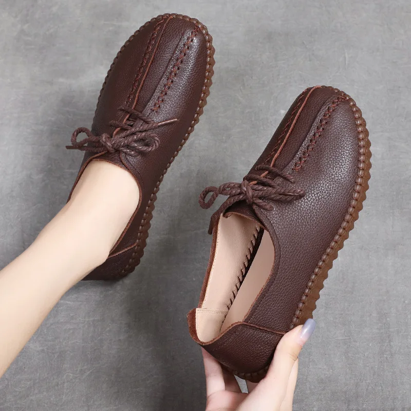 

Spring Autumn Women Footwear Casual Flat Heels Black Single Shoes Mother Shoes Middle-aged Non-slip Casual Comfortable Flat Shoe