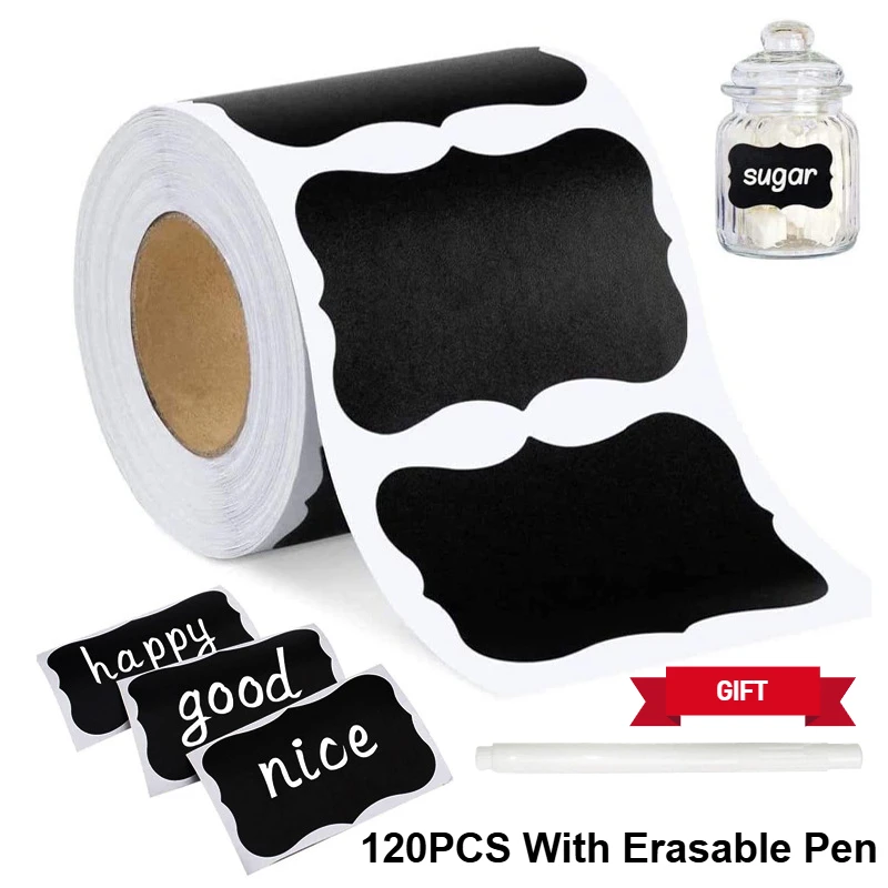Removable Spice Sticker with Erasable Pen Waterproof Label Sticker 120PCS/Roll Home Kitchen Decoration Jar Bottle Tag